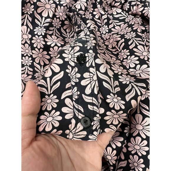 Sandro Helia silk crop top, black/pink, Size 1 - Picture 10 of 11